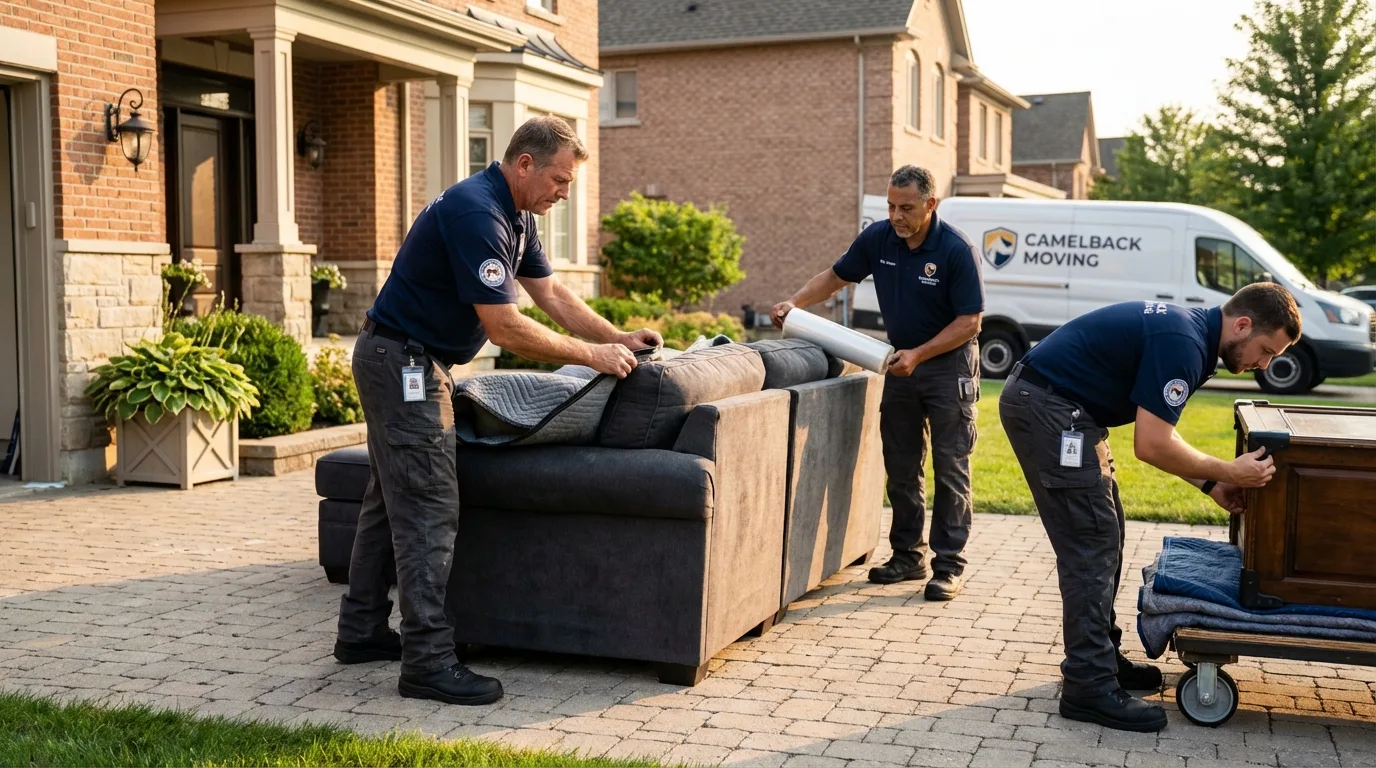 Large estate moving crew wrapping furniture in Moss Beach, CA