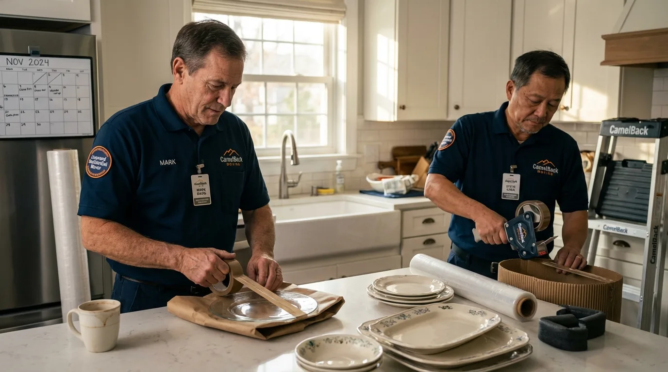 Professional crew packing kitchen dishware in Moss Beach, CA